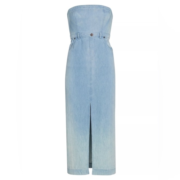 BNWT FREE PEOPLE Picture Perfect Ombré Denim Strapless Midi-Dress - Picture 2 of 4